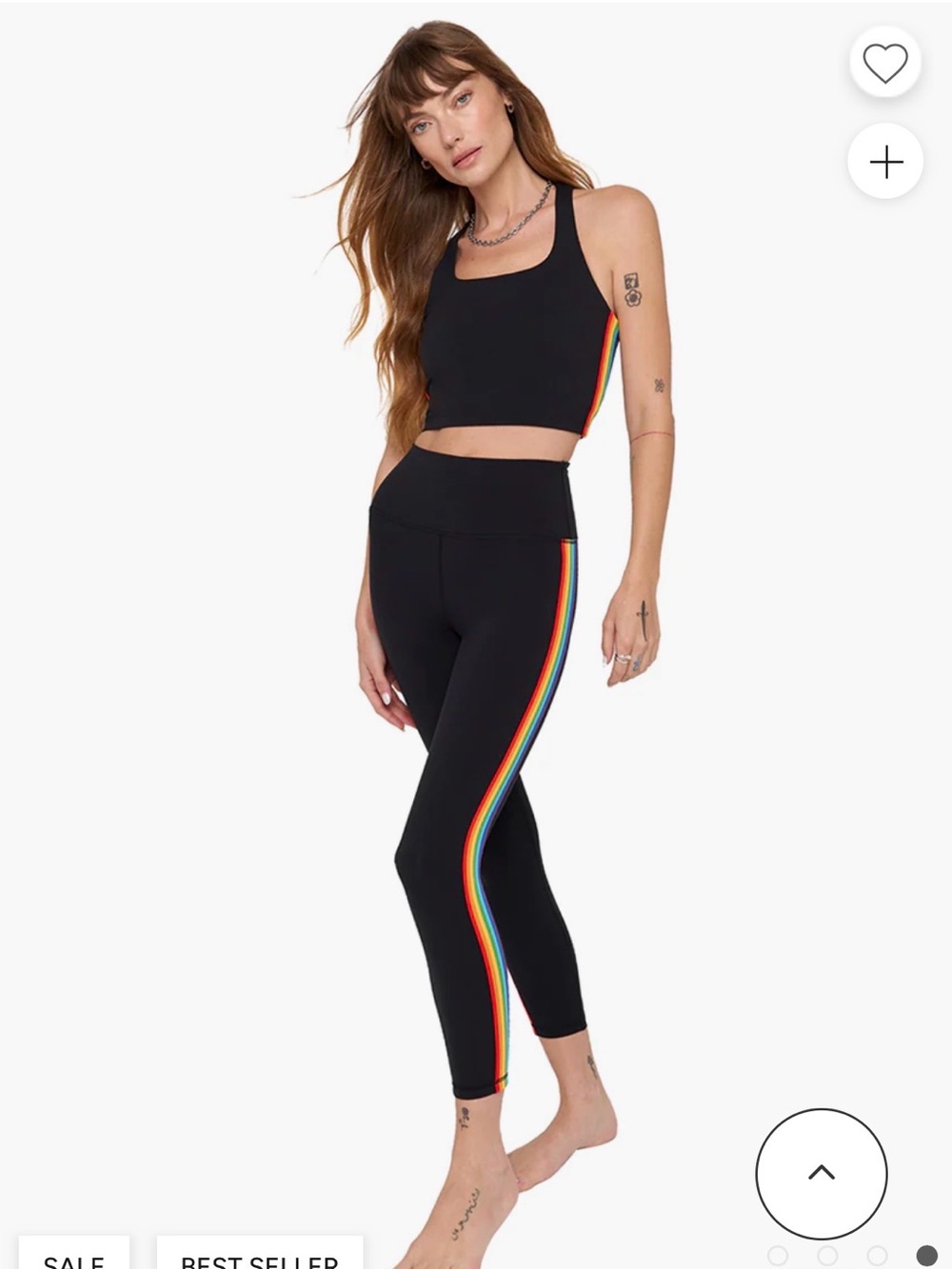 Spiritual Gangster Black High-Waist Leggings with Rainbow Side Stripe